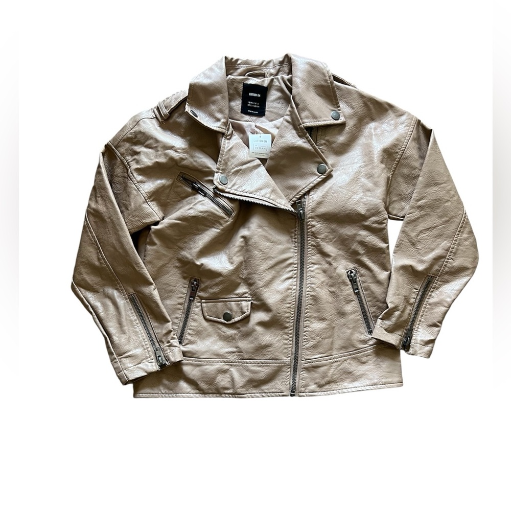 Cotton On Women’s Tan Vegan Leather Moto Jacket | 6 NWT